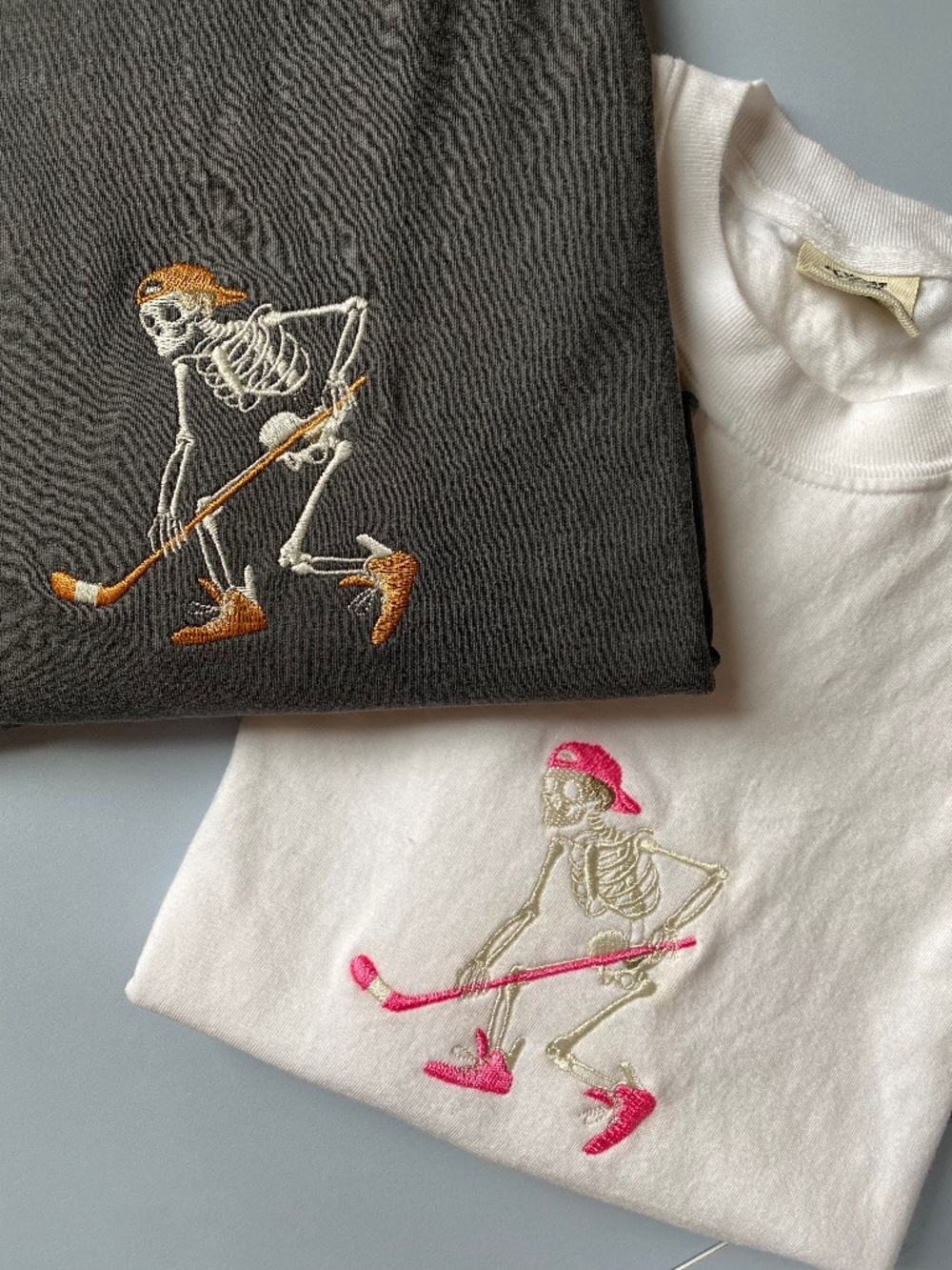 Embroidered hockey skeleton Tshirt